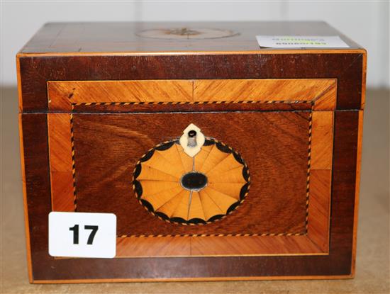 George III banded and inlaid tea caddy